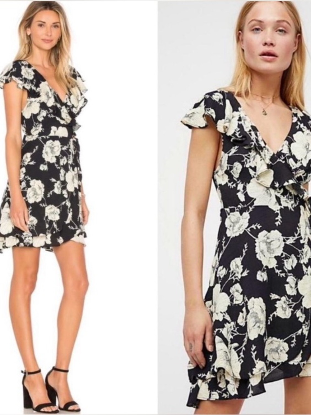 Free People French Quarter Floral Pattern Ruffle Mini Dress EUC Women Size - XS